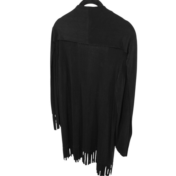 Chico’s Travelers Black Fringe Hem Long Length Cardigan Size S/4 - Picture 6 of 10
